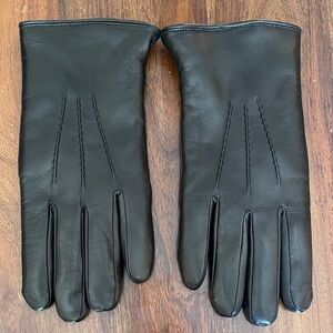 Men's Wool Lined Black Leather Dress Gloves - Sleek Everyday Luxury